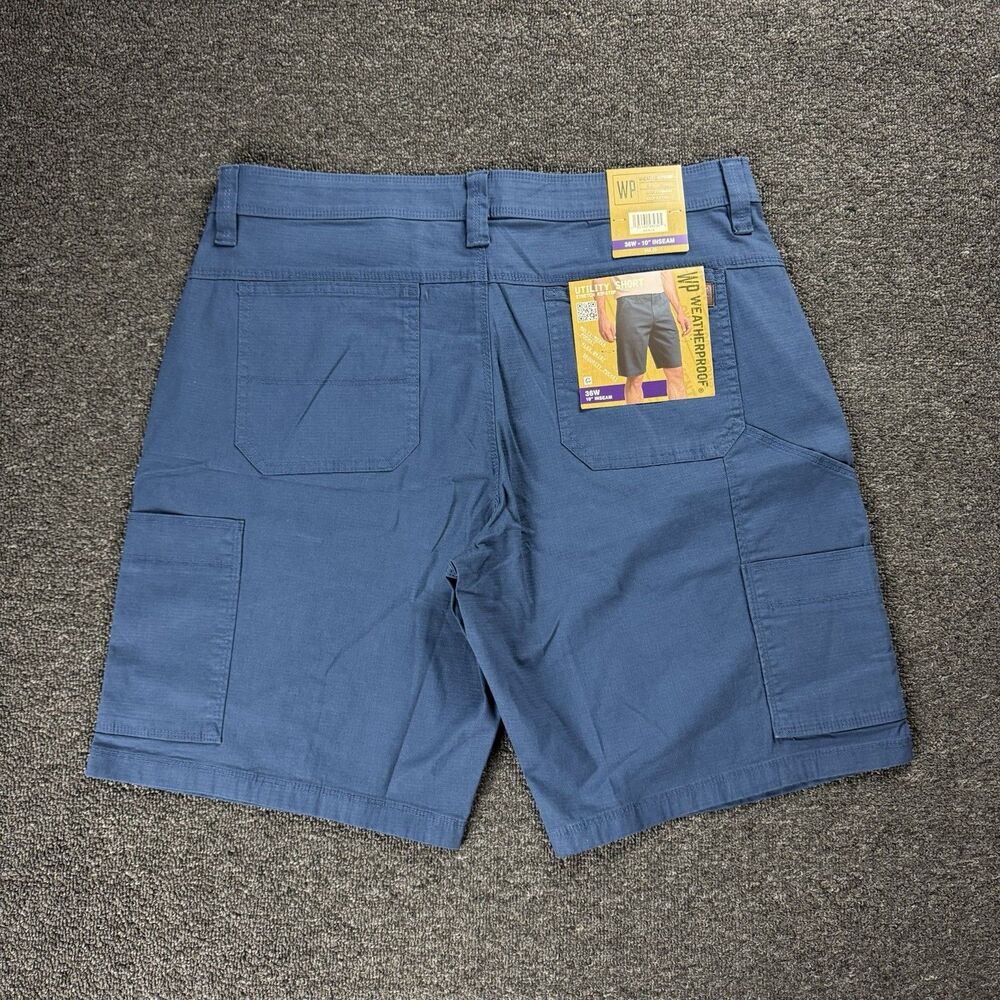 NWT WP Weatherproof Men's Classic Fit Stretch Ripstop Utility Short Blue Size 36